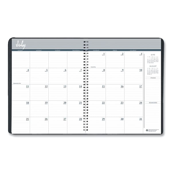 Recycled Ruled Monthly Planner, 11 X 8.5, Black Cover, 14-Month (July To Aug): 2022 To 2023